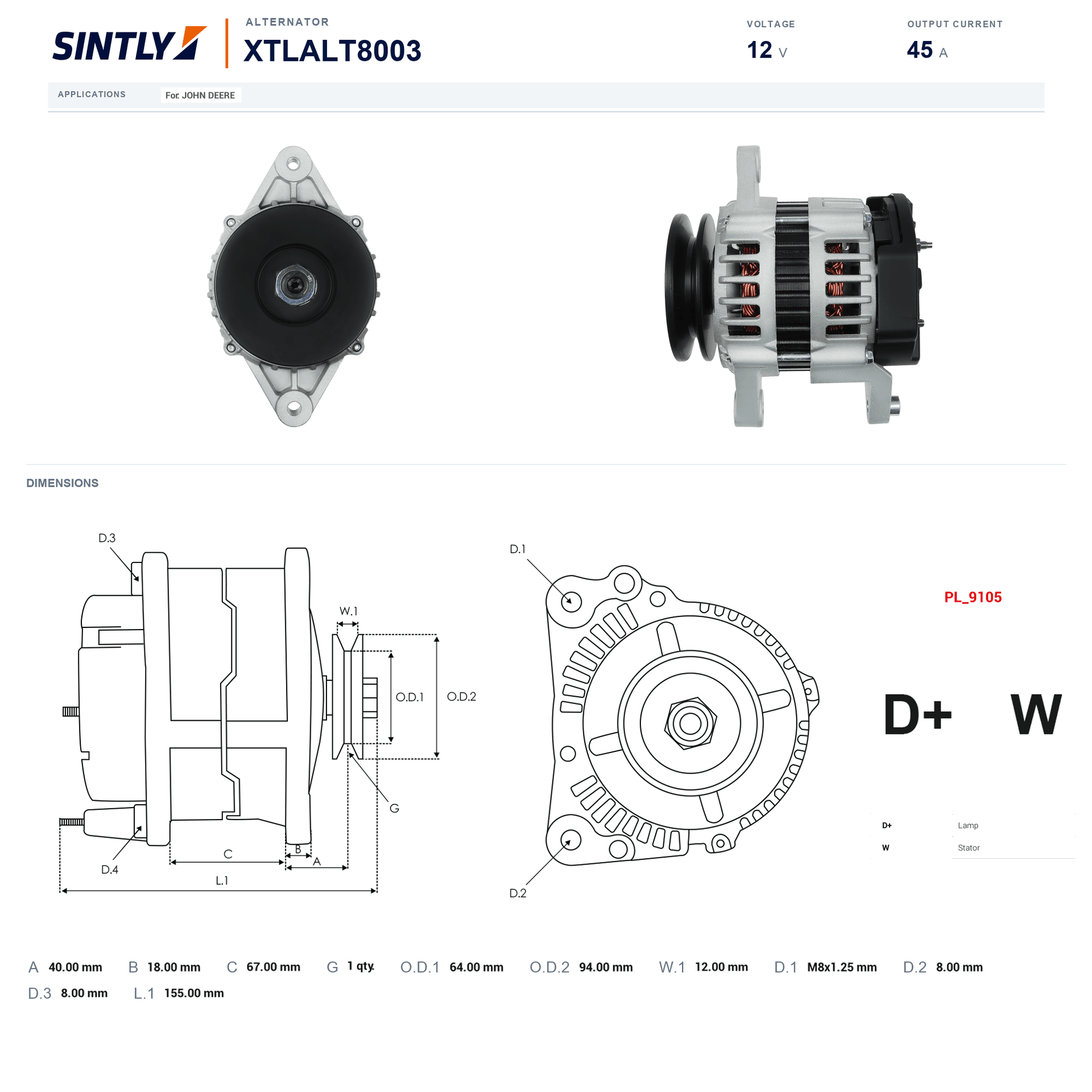 Alternator XTLALT8003