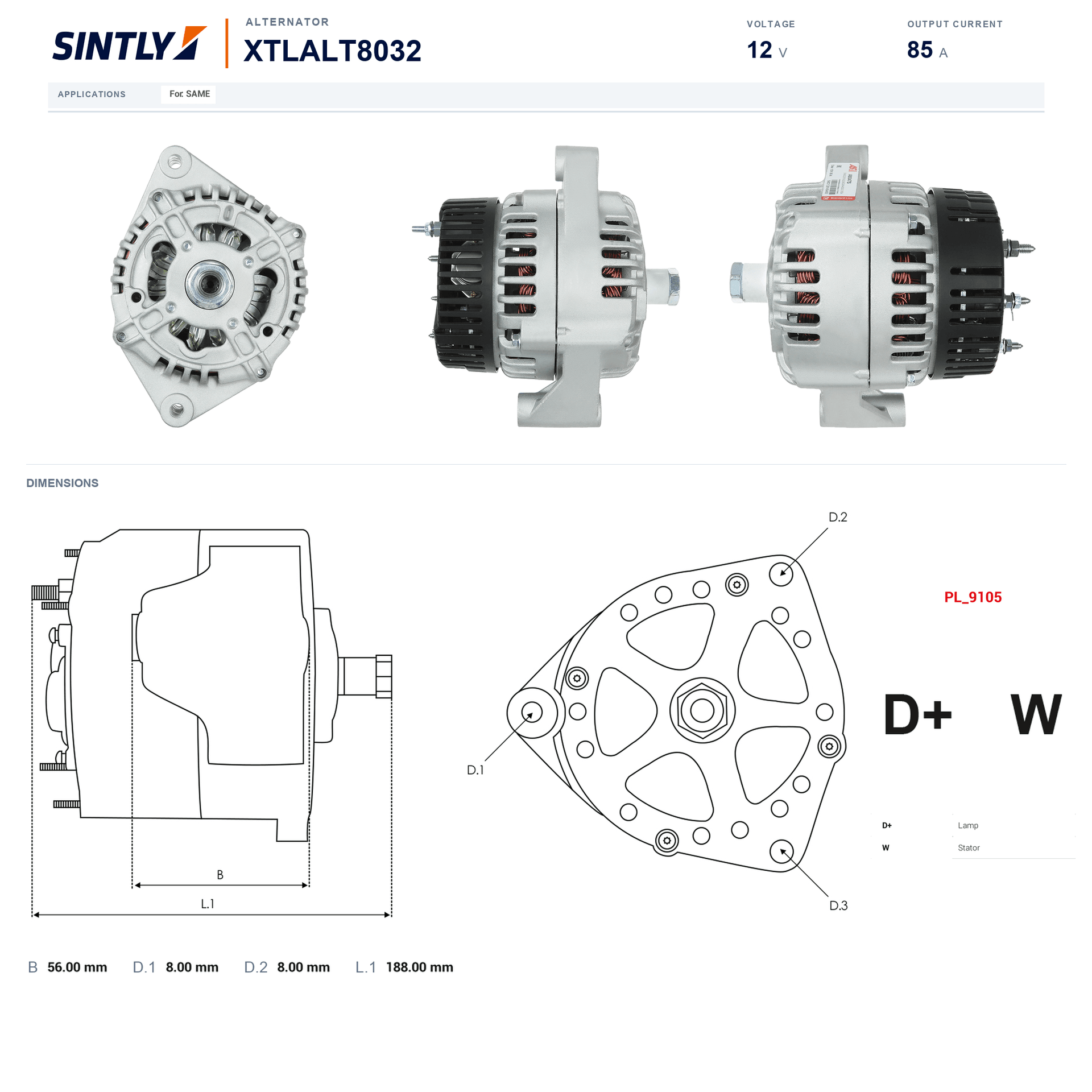 Alternator XTLALT8032