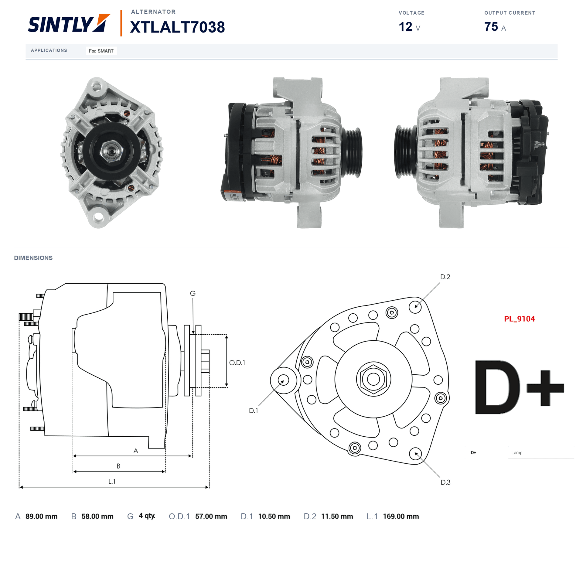 Alternator XTLALT7038