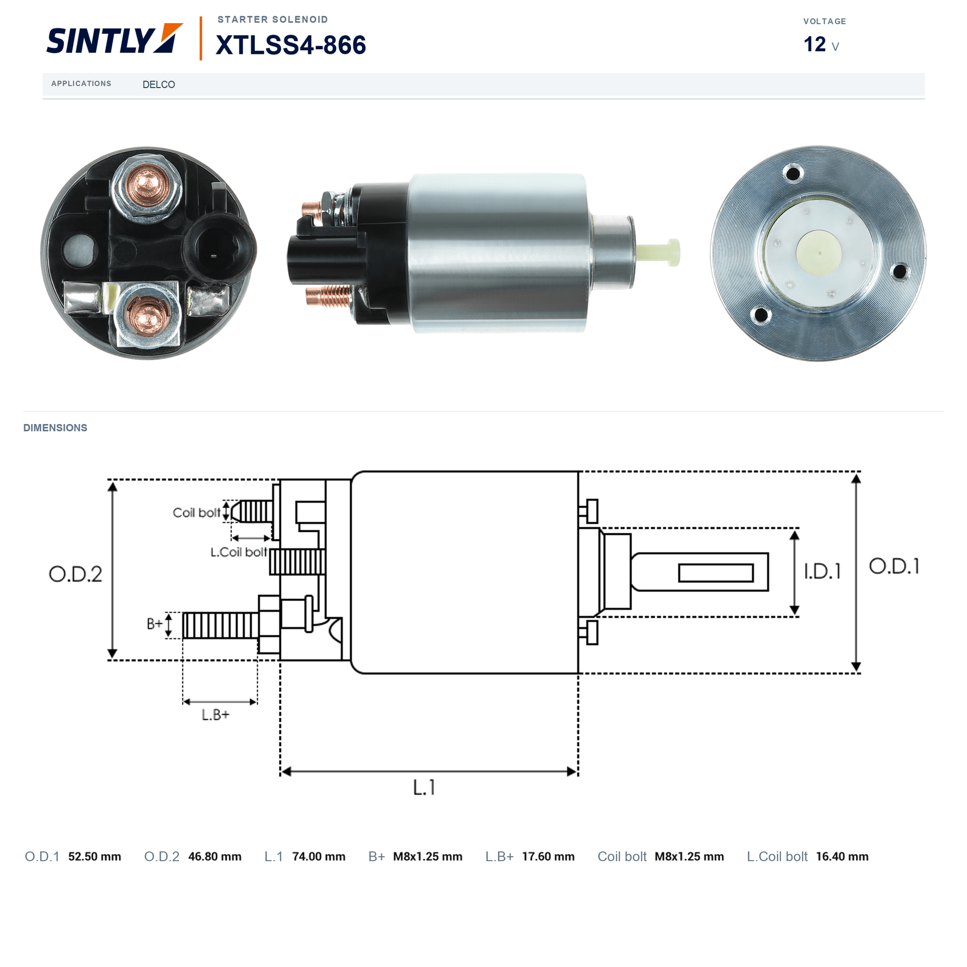 Starter Solenoid XTLSS4-866