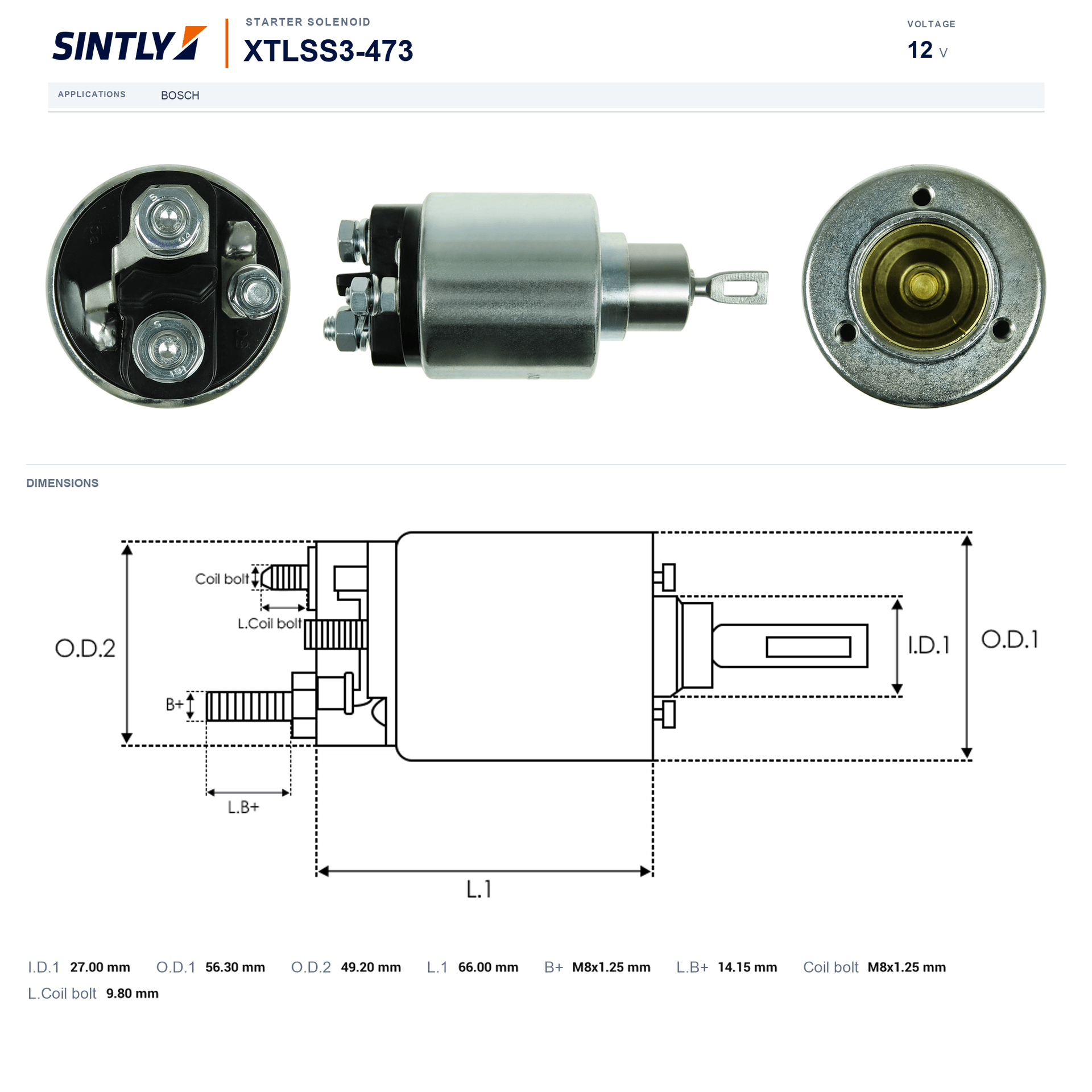 Starter Solenoid XTLSS3-473