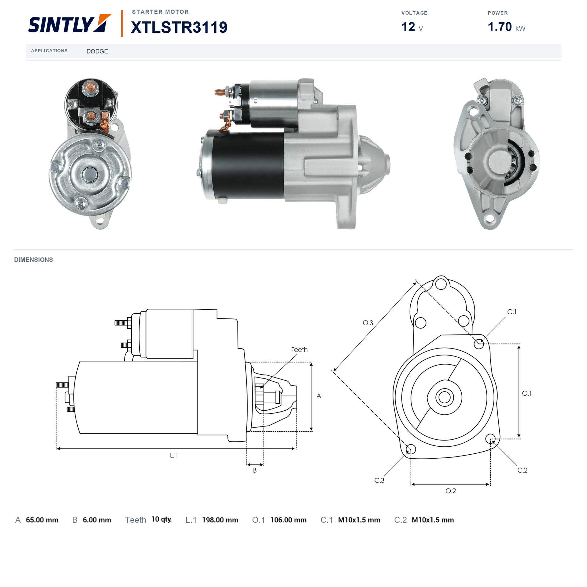 Motor de arranque XTLSTR3119