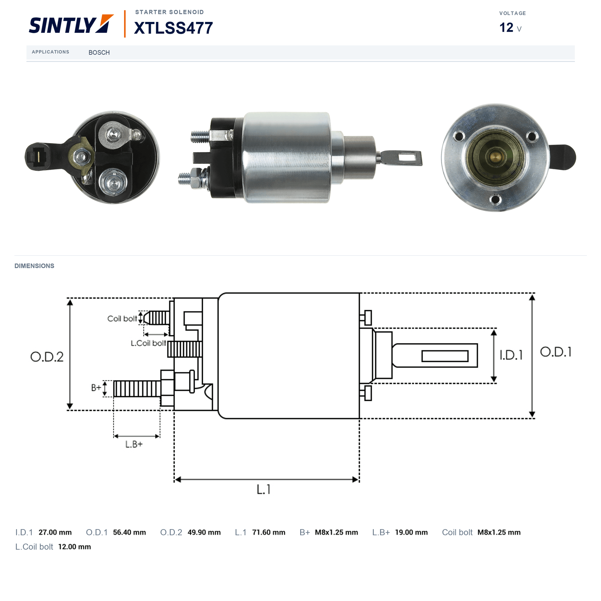 Starter Solenoid XTLSS477