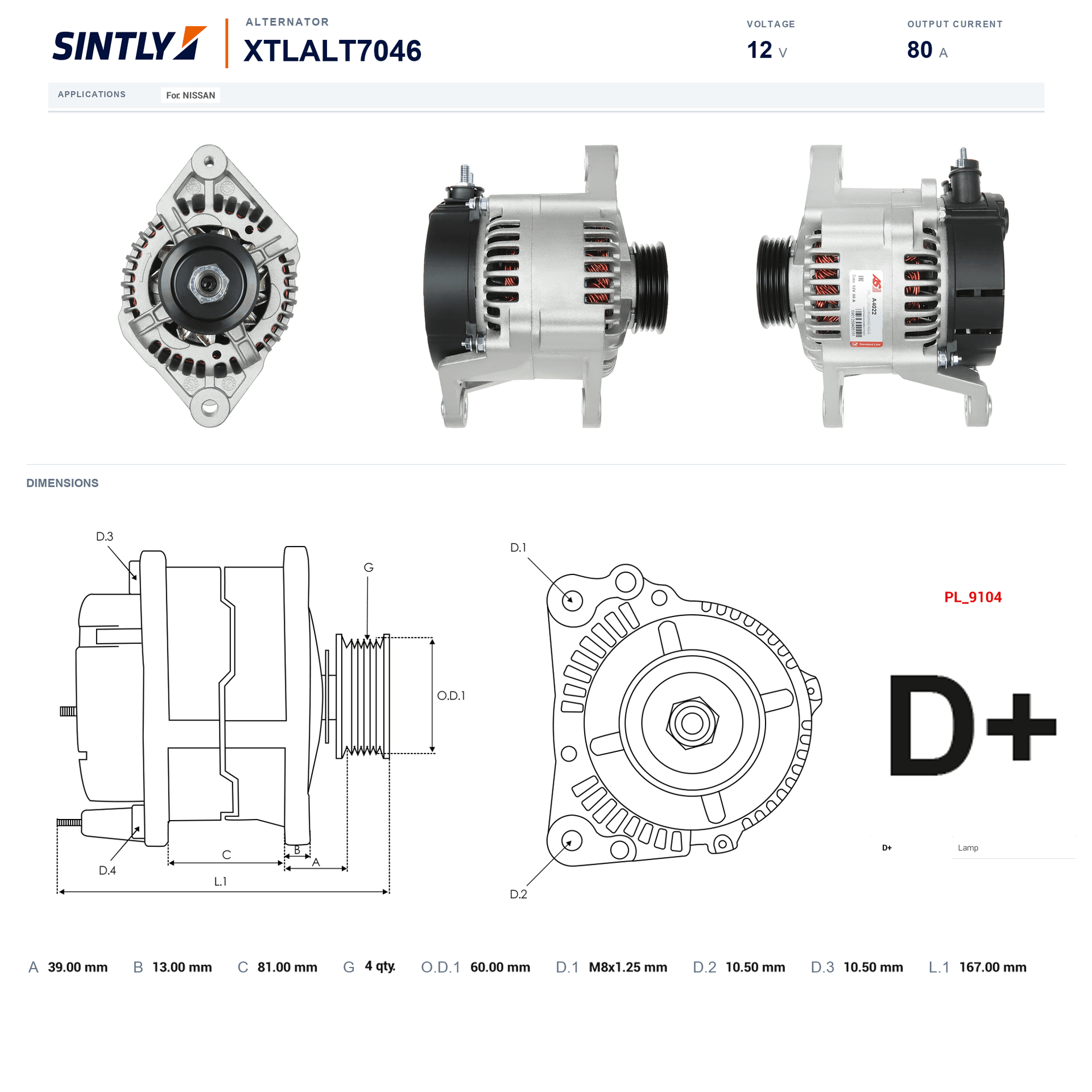 Alternator XTLALT7046