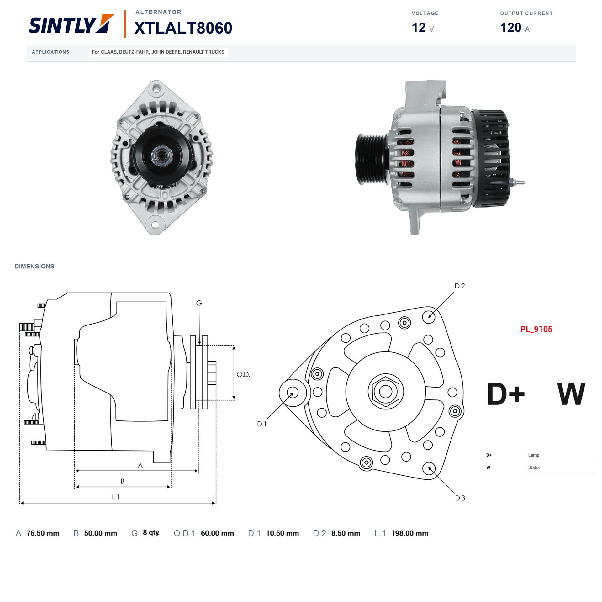 Alternator XTLALT8060