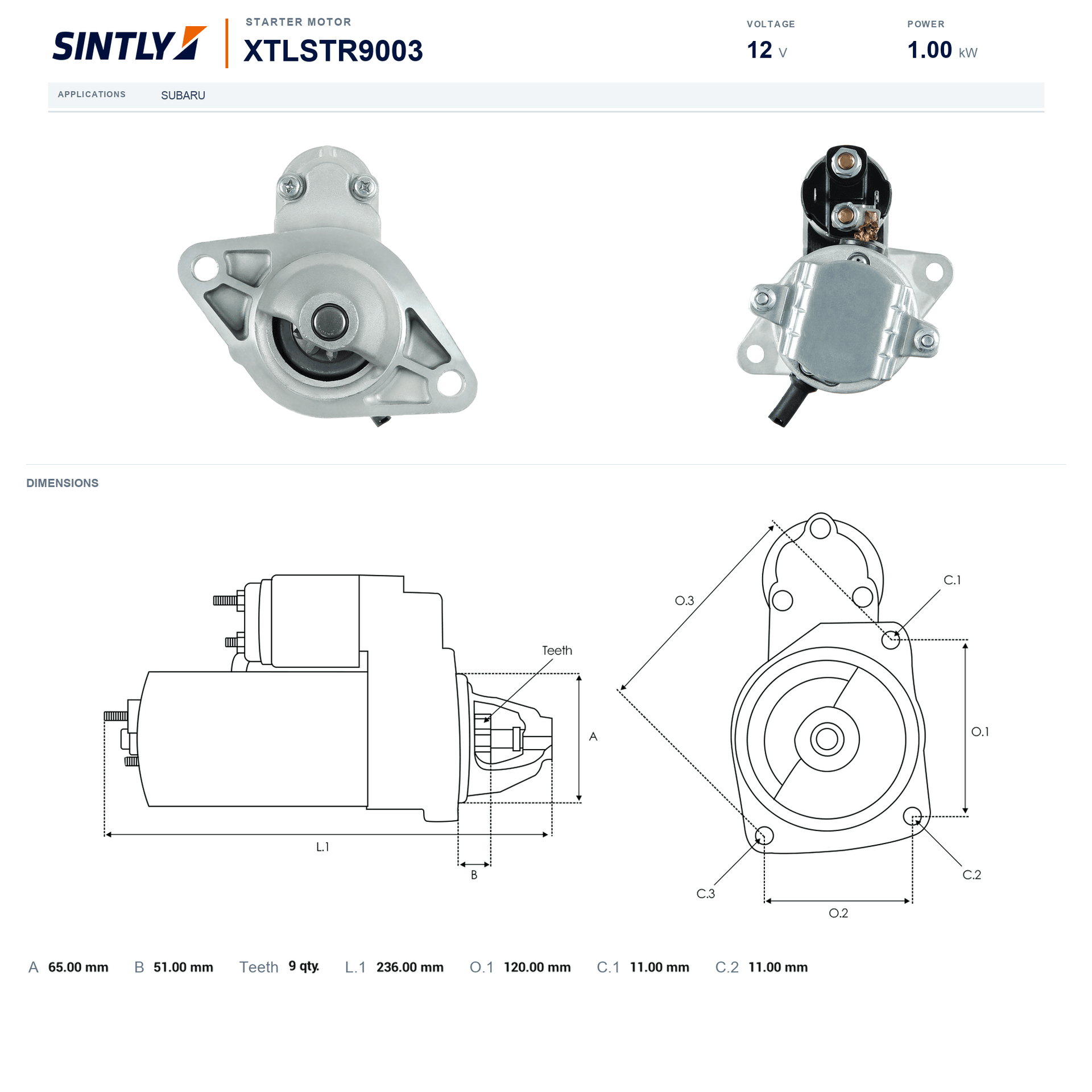 Starter XTLSTR9003
