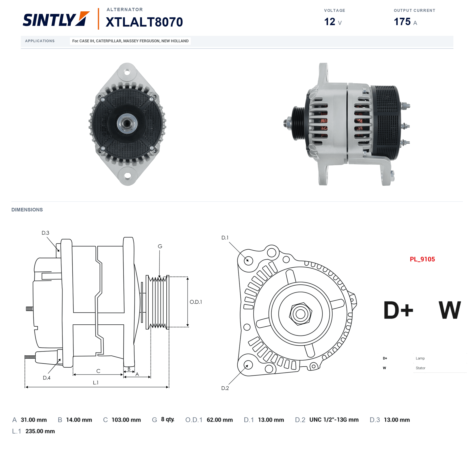 Alternator XTLALT8070