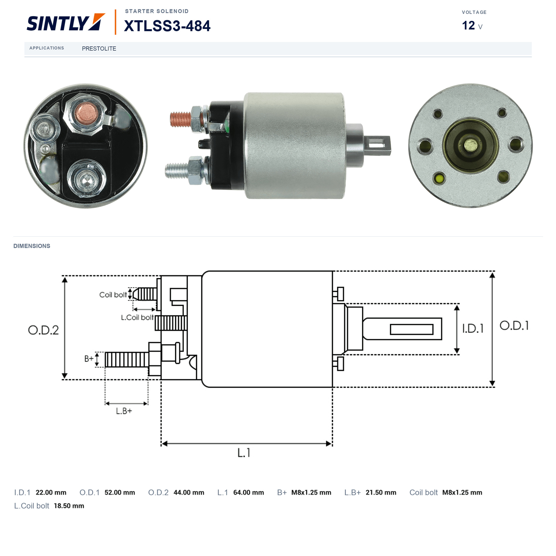 Starter Solenoid XTLSS3-484