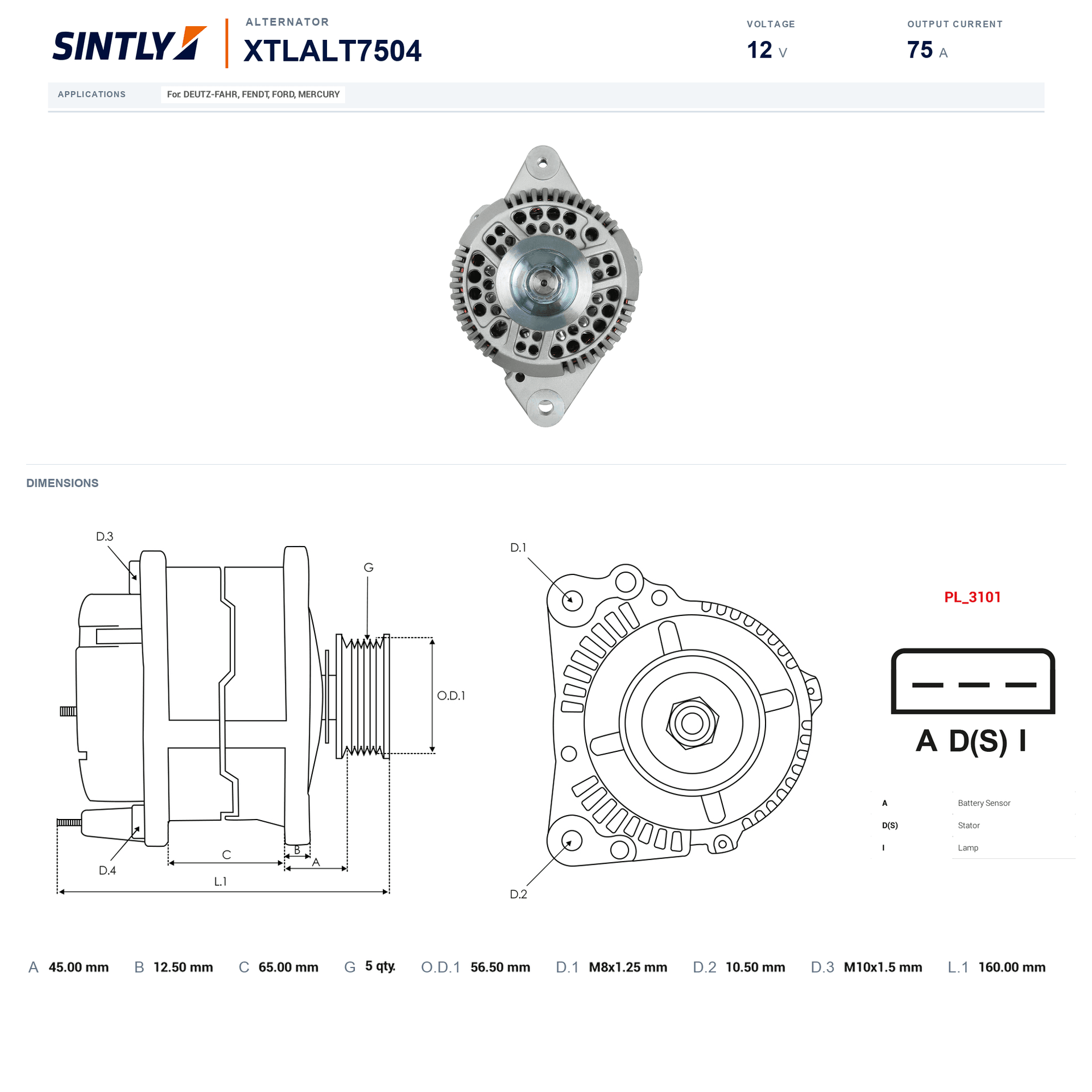 Alternator XTLALT7504