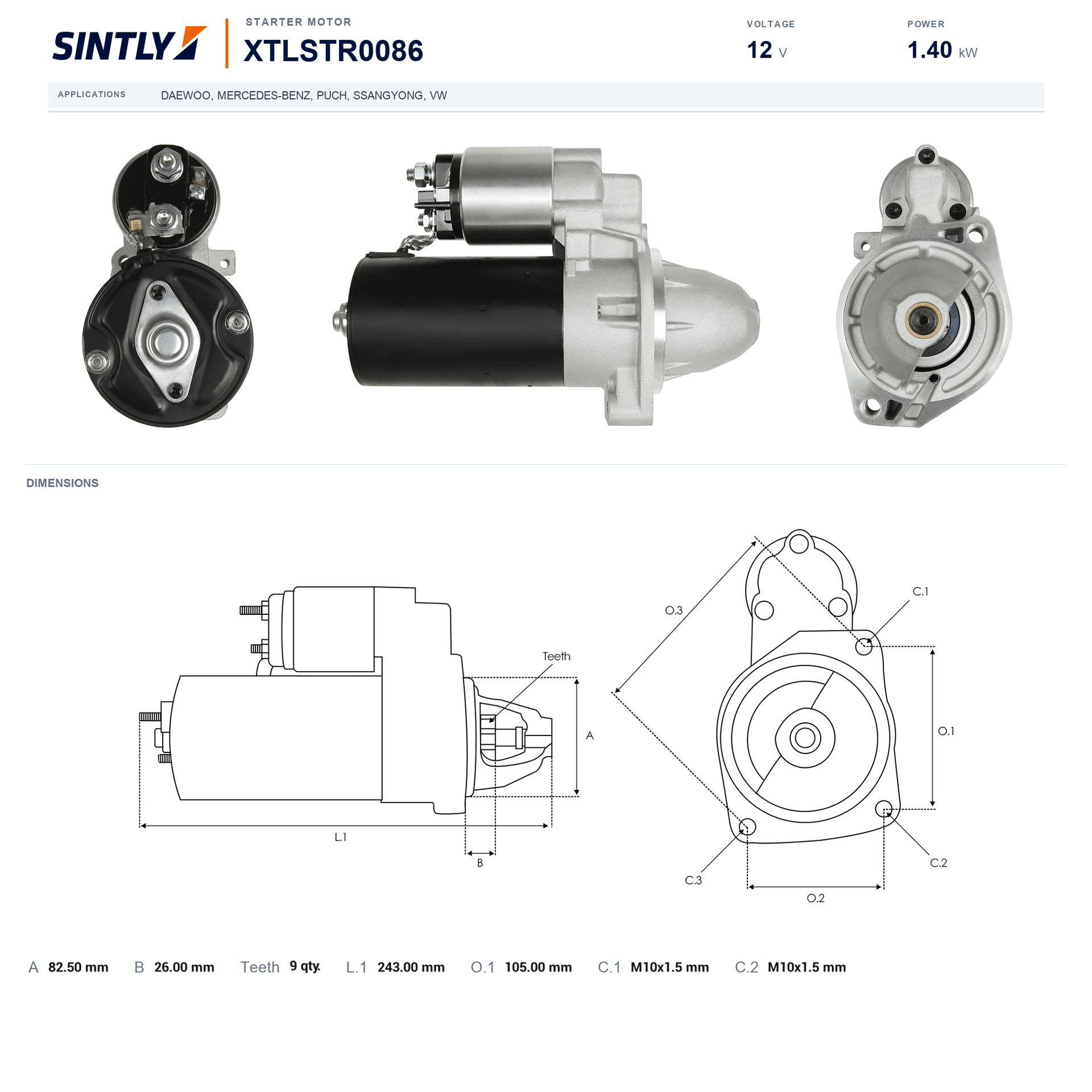 Motor de arranque XTLSTR0086