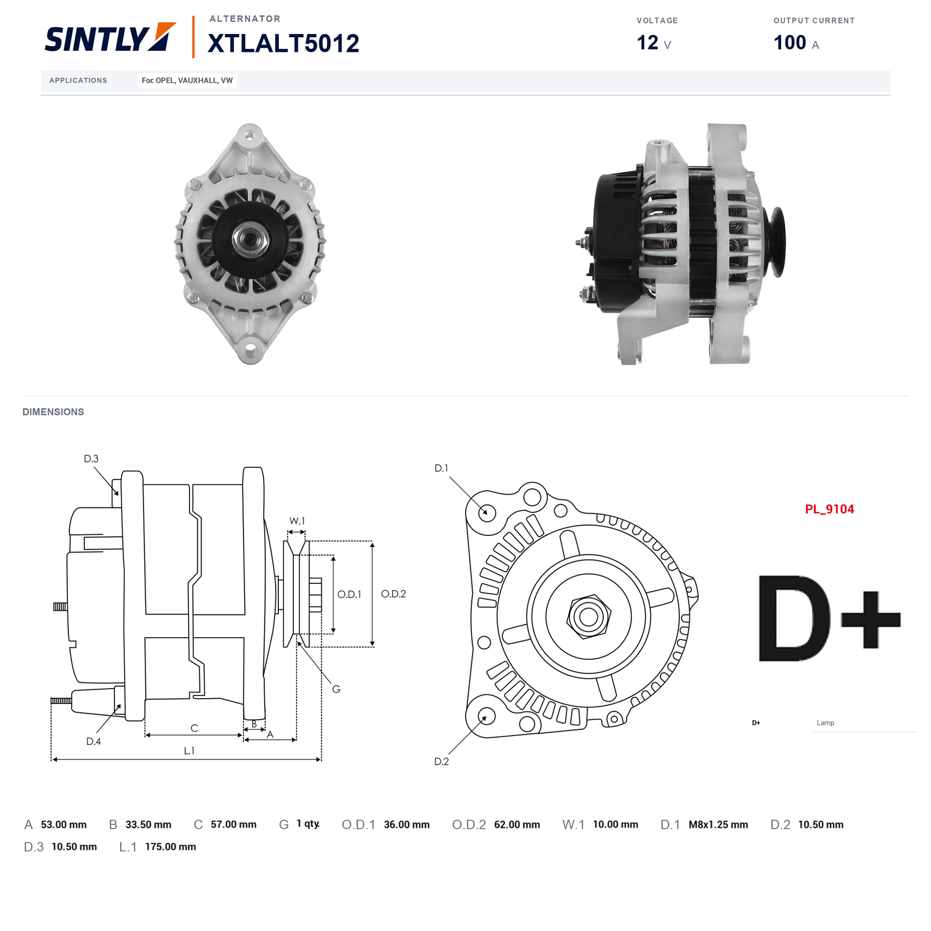 Alternator XTLALT5012