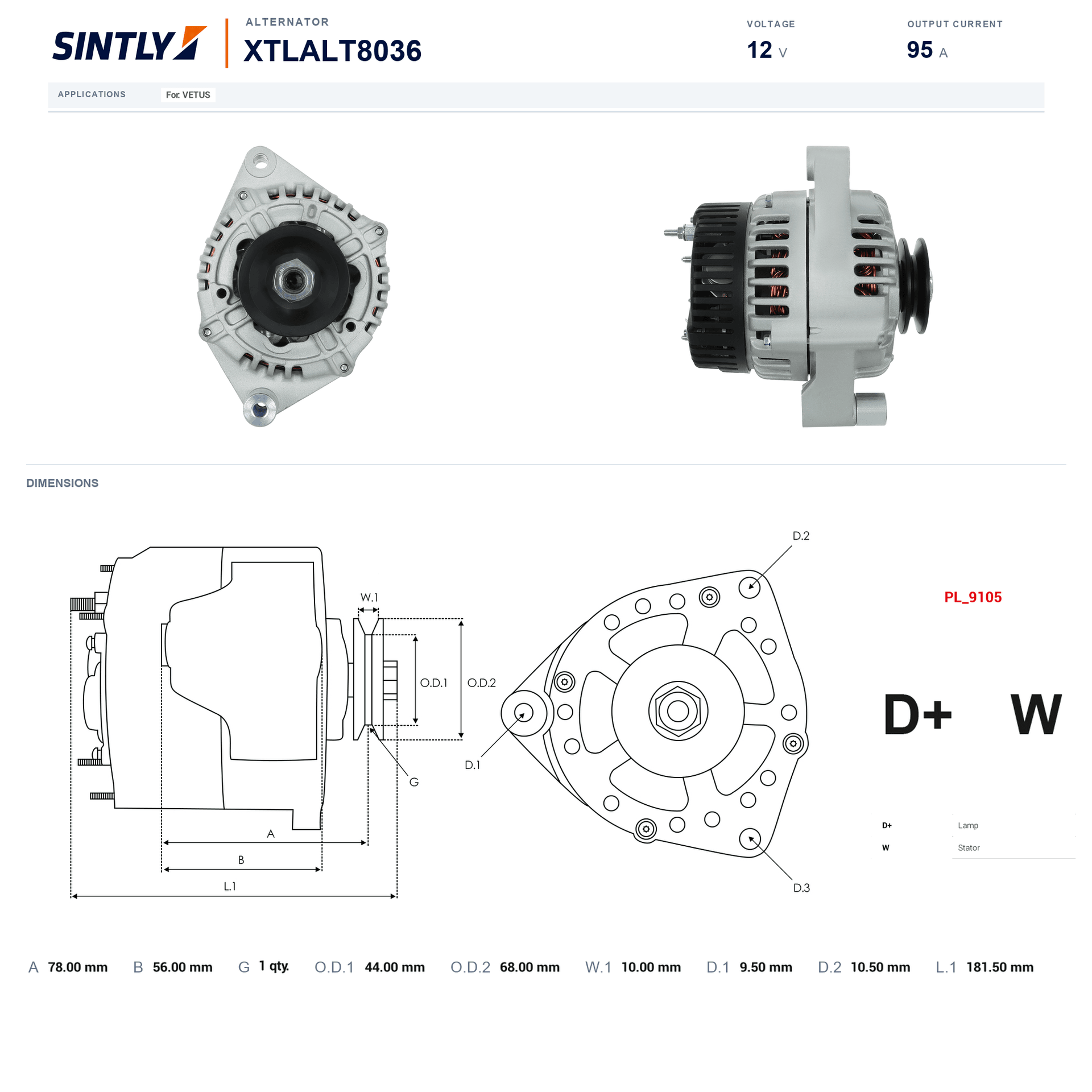 Alternator XTLALT8036