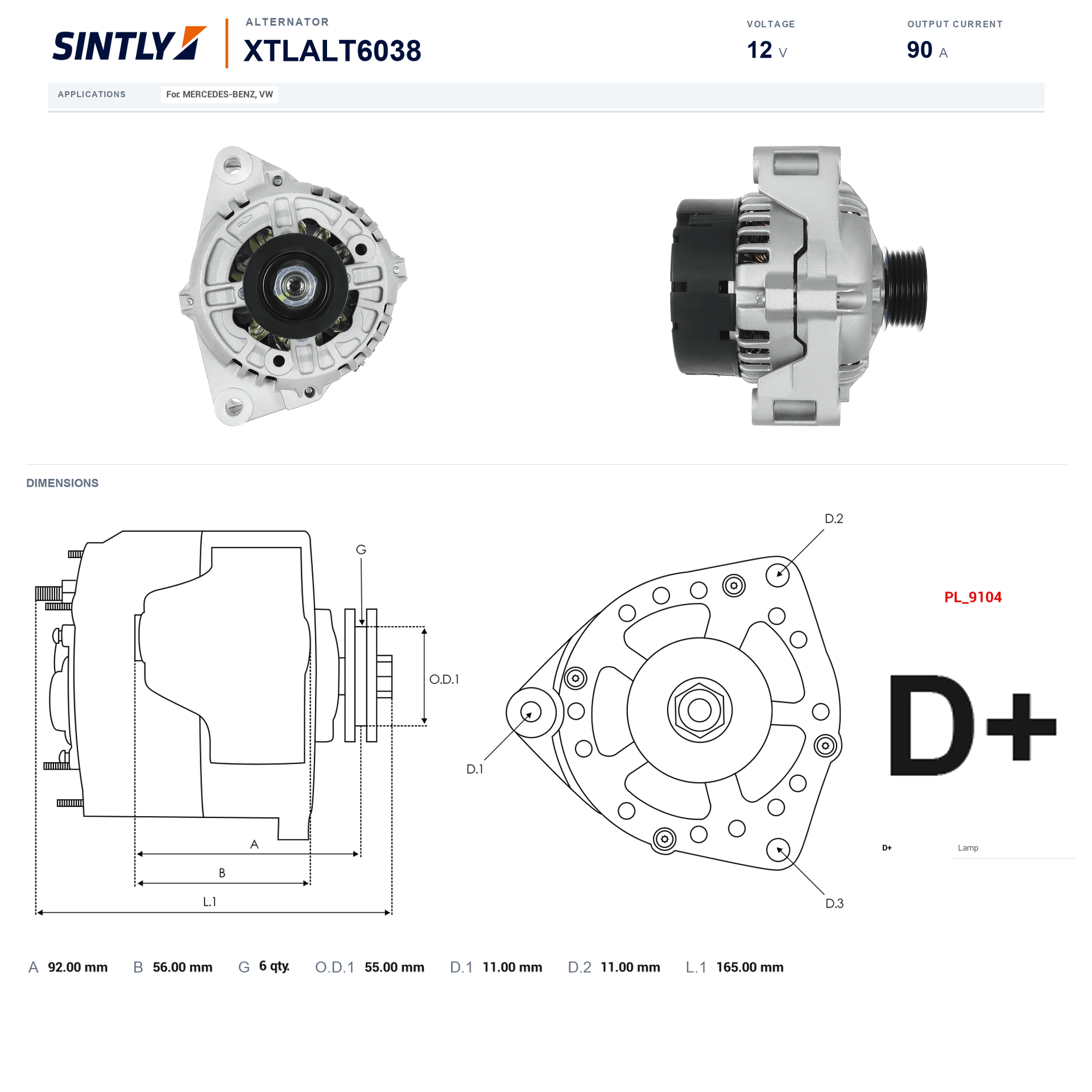 Alternator XTLALT6038
