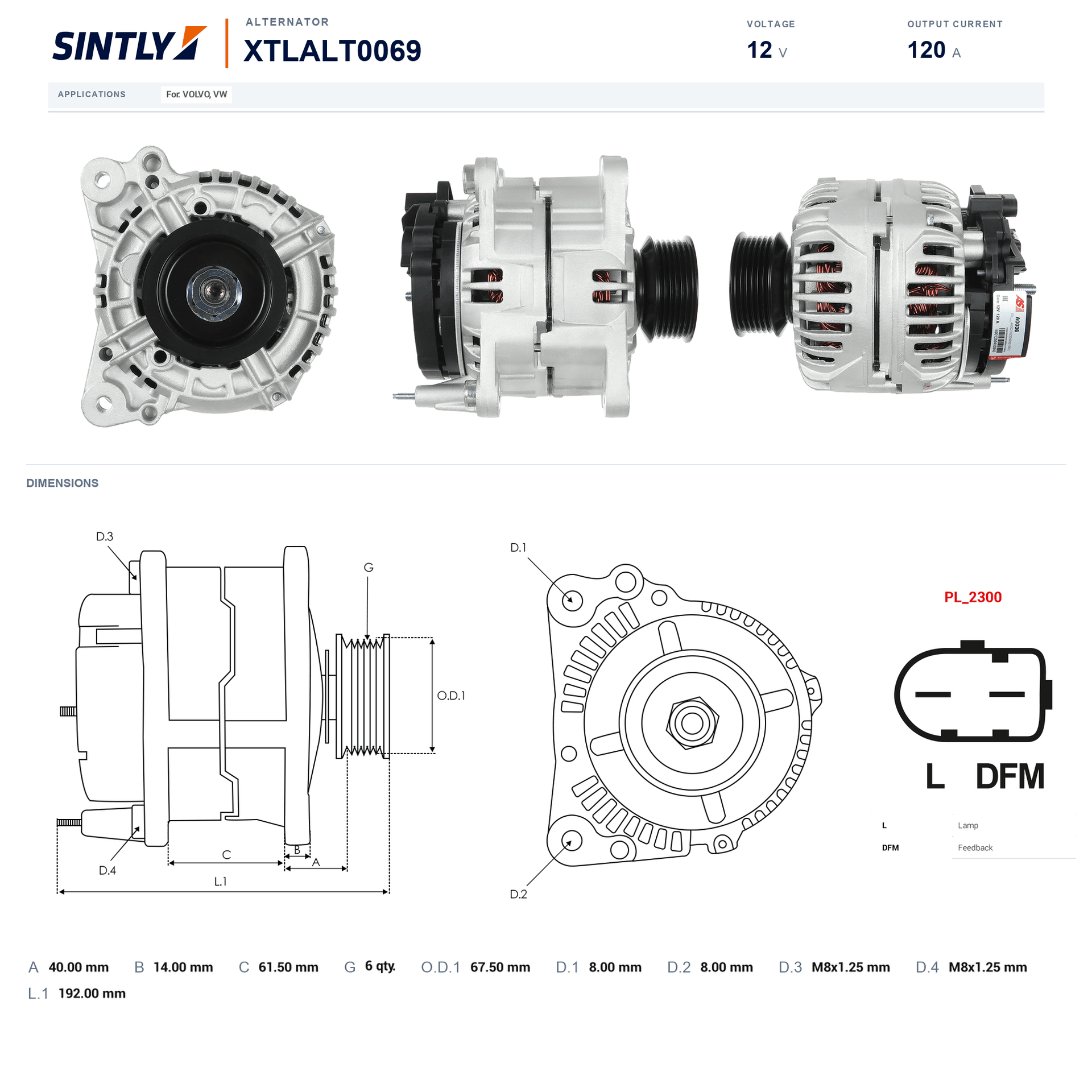Alternator XTLALT0069