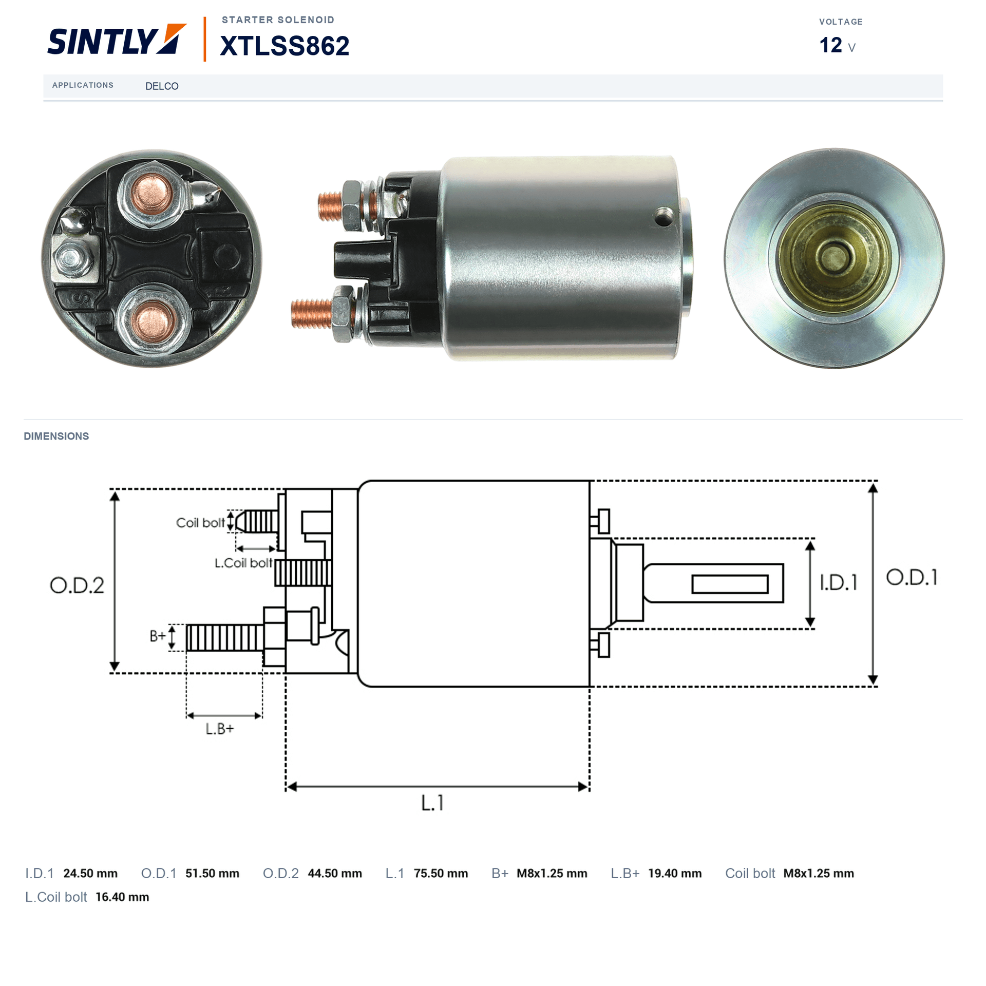 Starter Solenoid XTLSS862