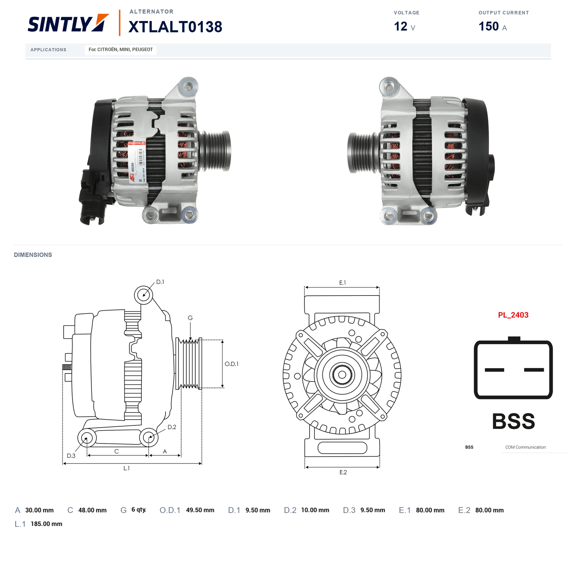 Alternator XTLALT0138