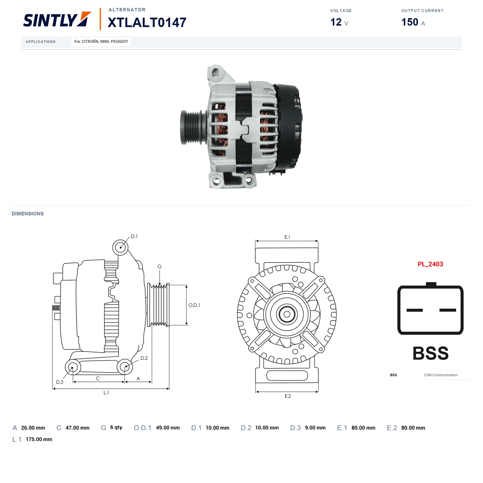 Alternator XTLALT0147
