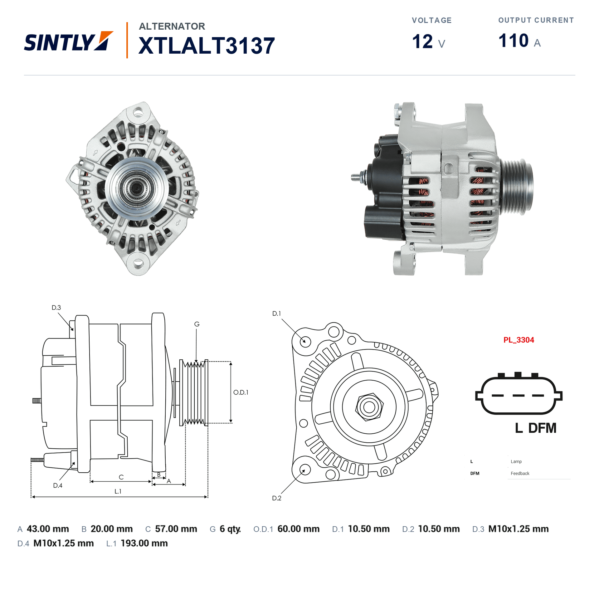 Alternator XTLALT3137