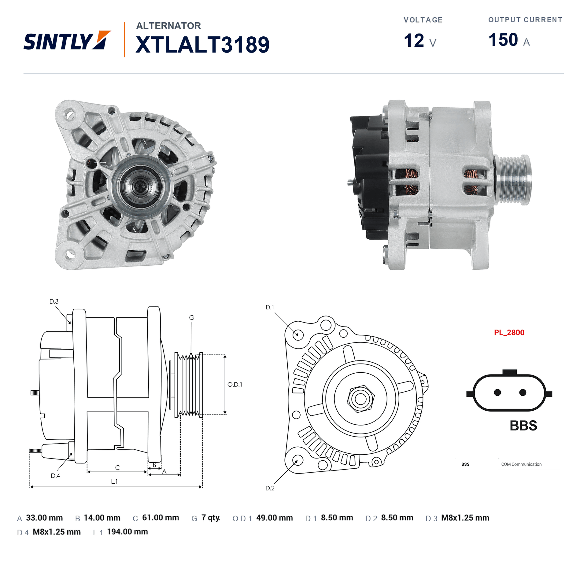 Alternator XTLALT3189