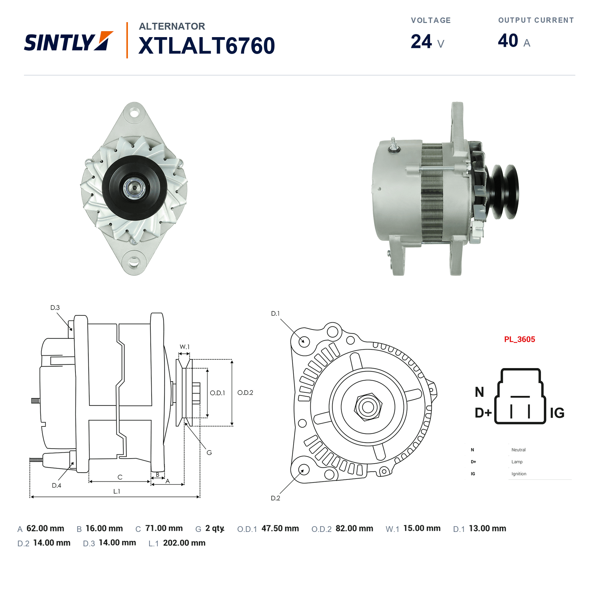 Alternator XTLALT6760