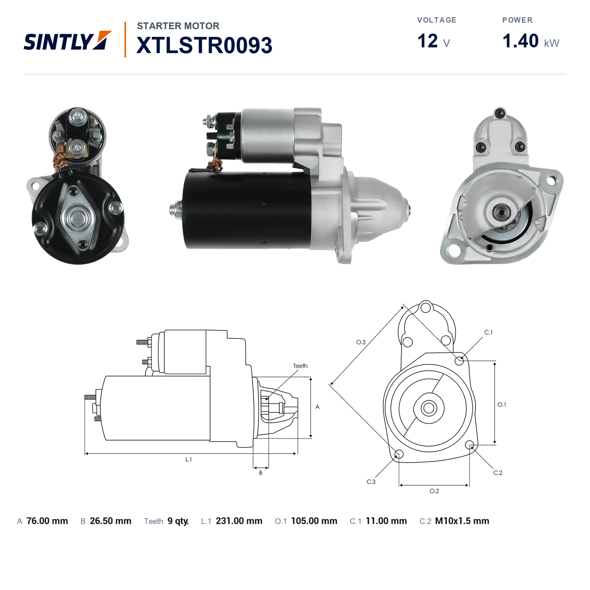 Motor de arranque XTLSTR0093
