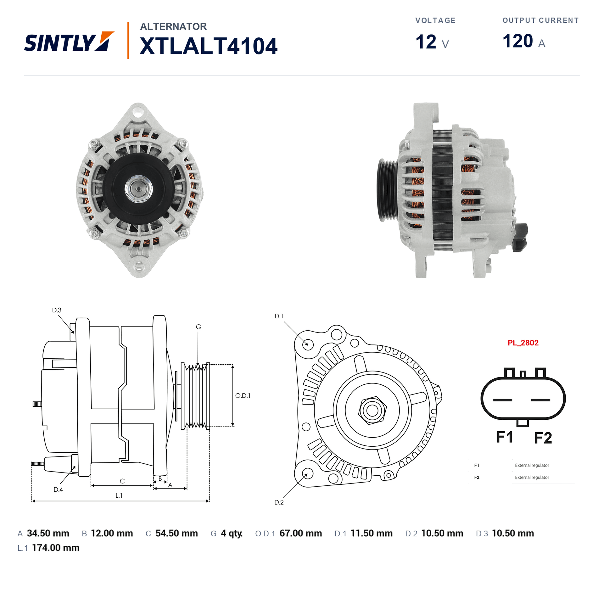 Alternator XTLALT4104