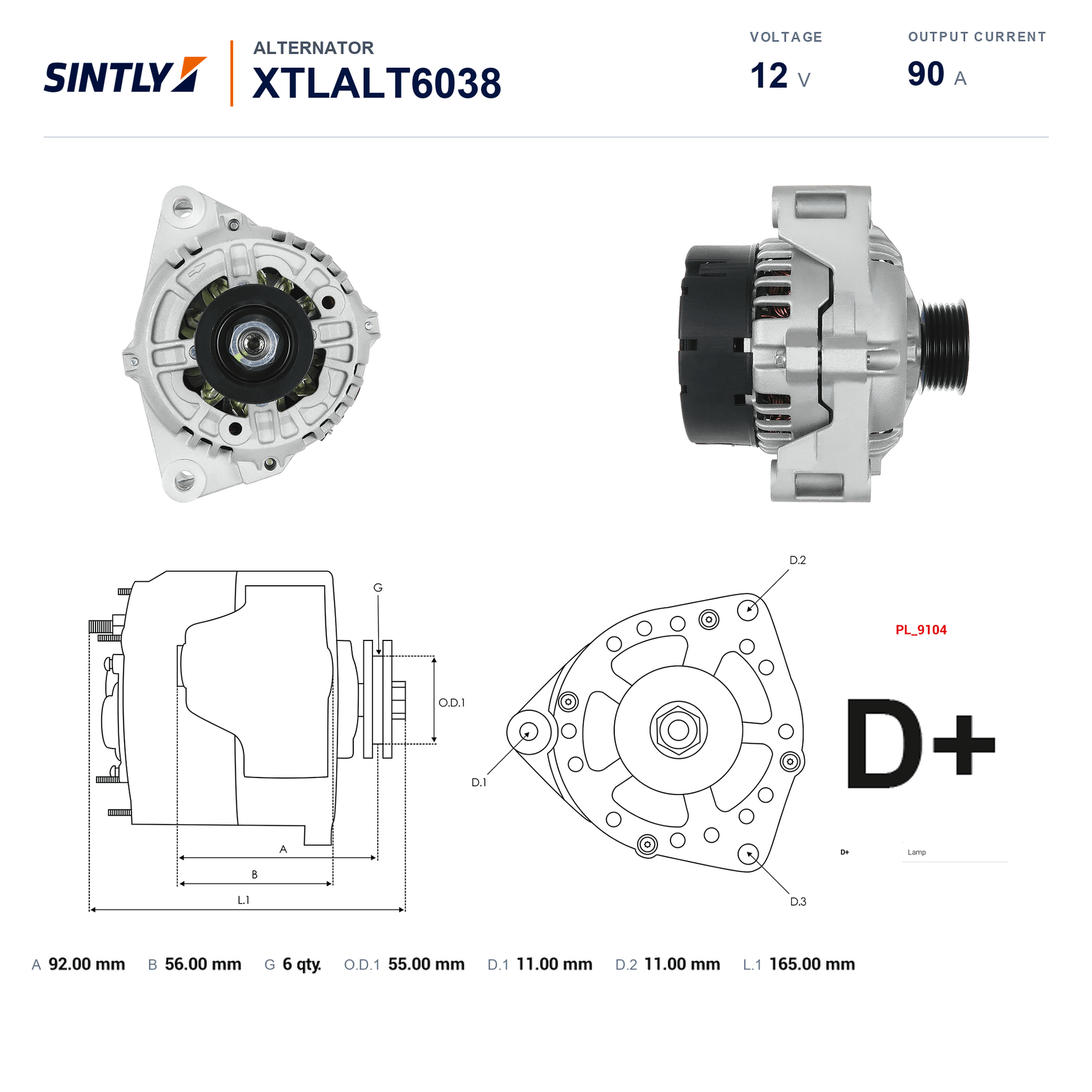 发电机 XTLALT6038