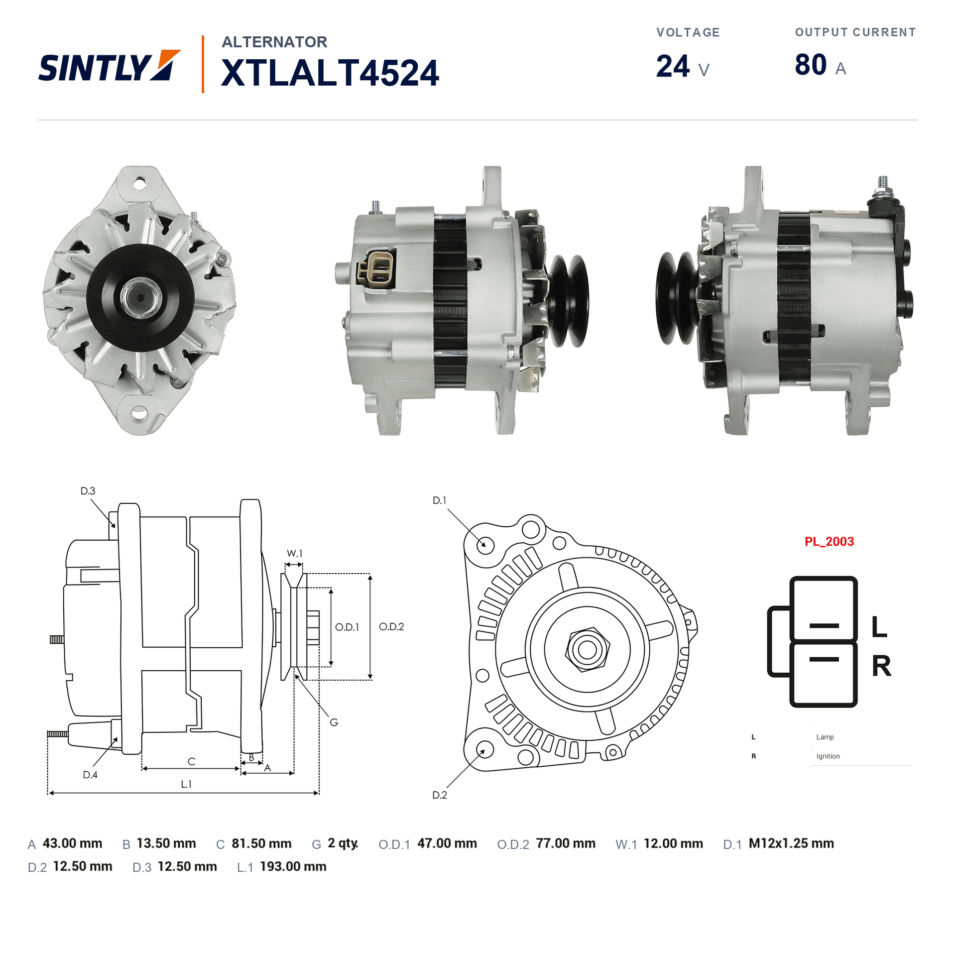 Alternator XTLALT4524