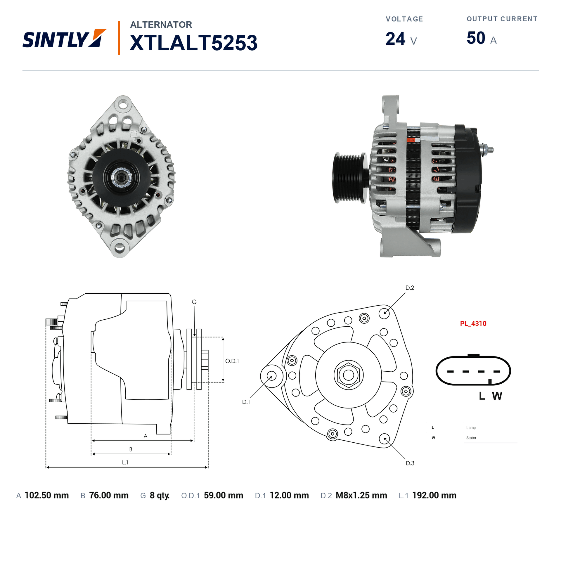 Alternator XTLALT5253