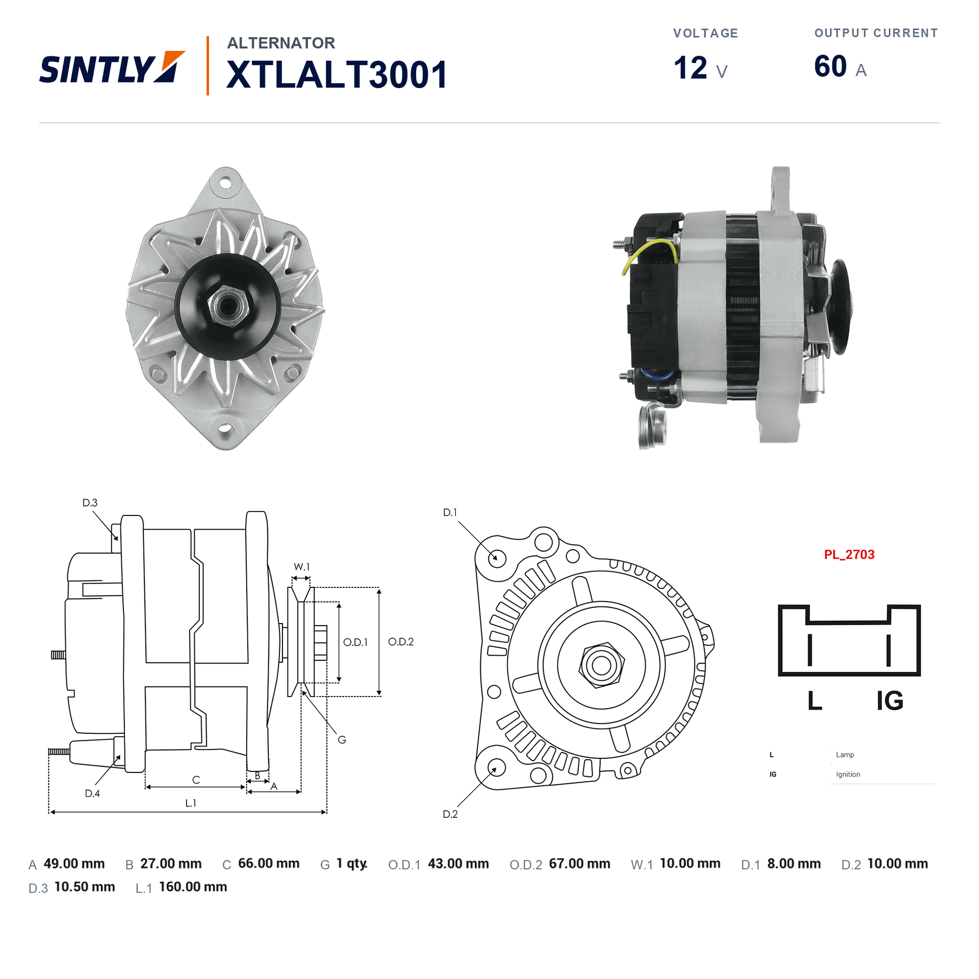 Alternator XTLALT3001