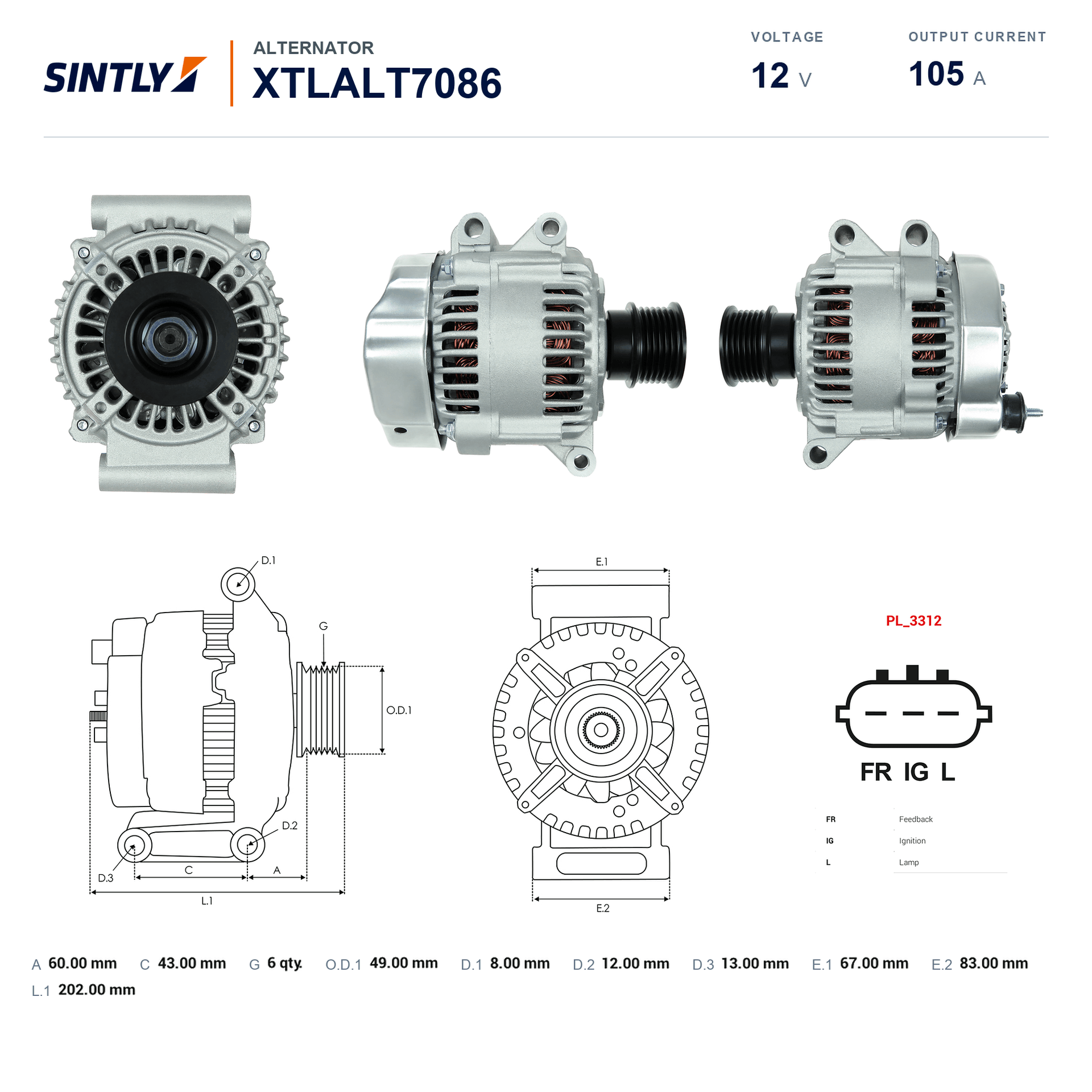 Alternator XTLALT7086