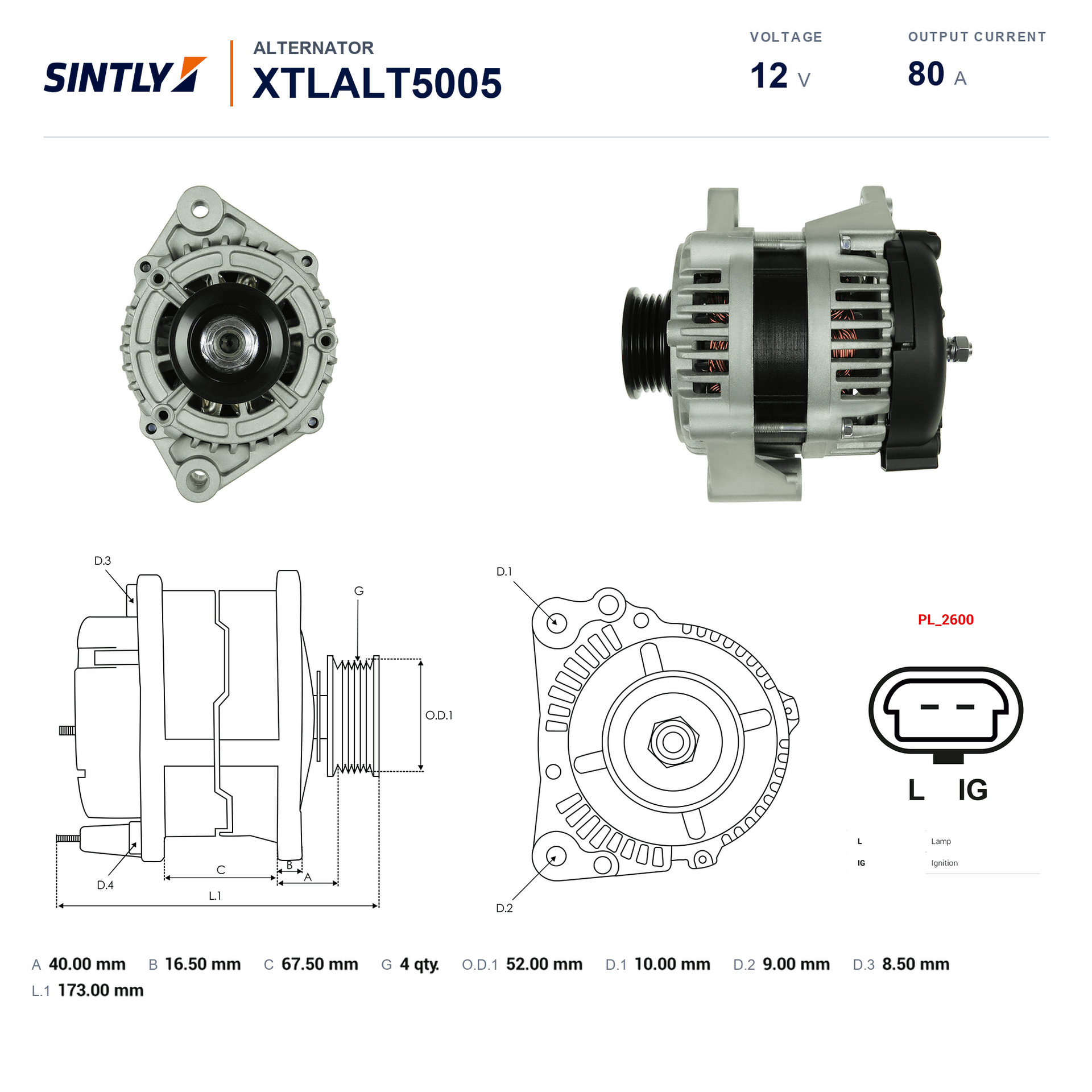 Alternator XTLALT5005