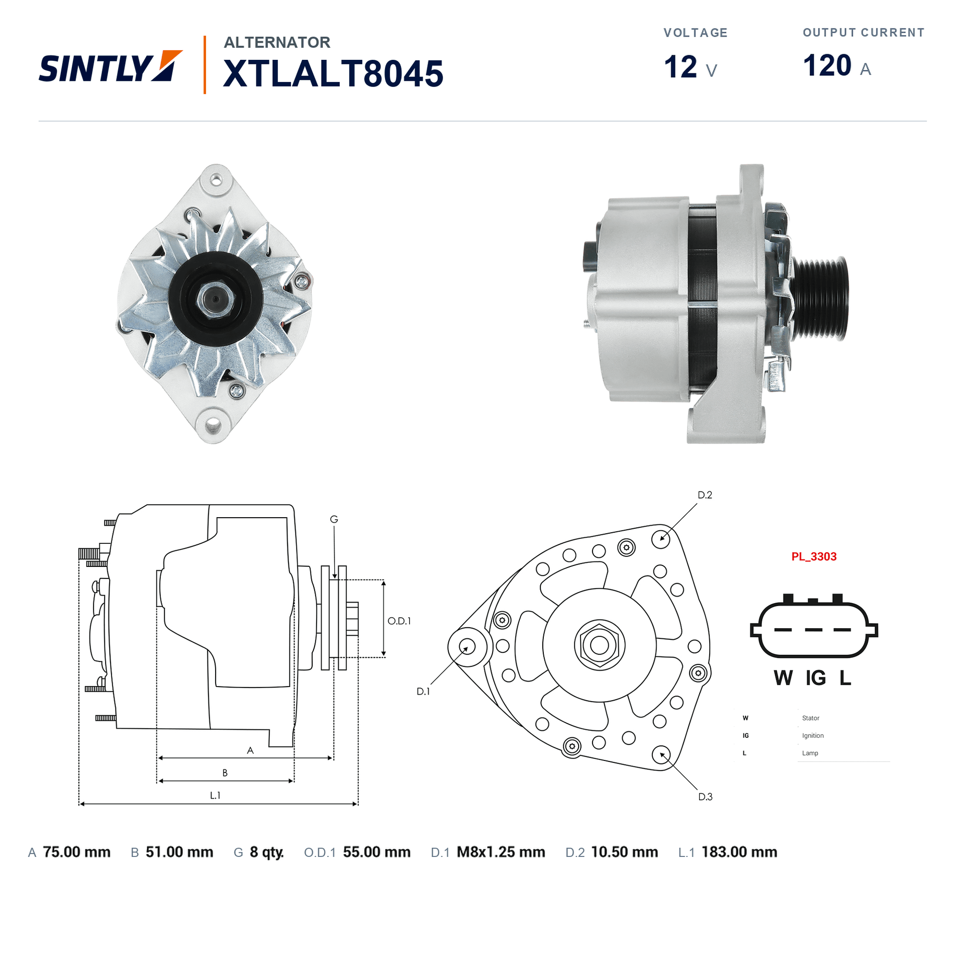 Alternator XTLALT8045