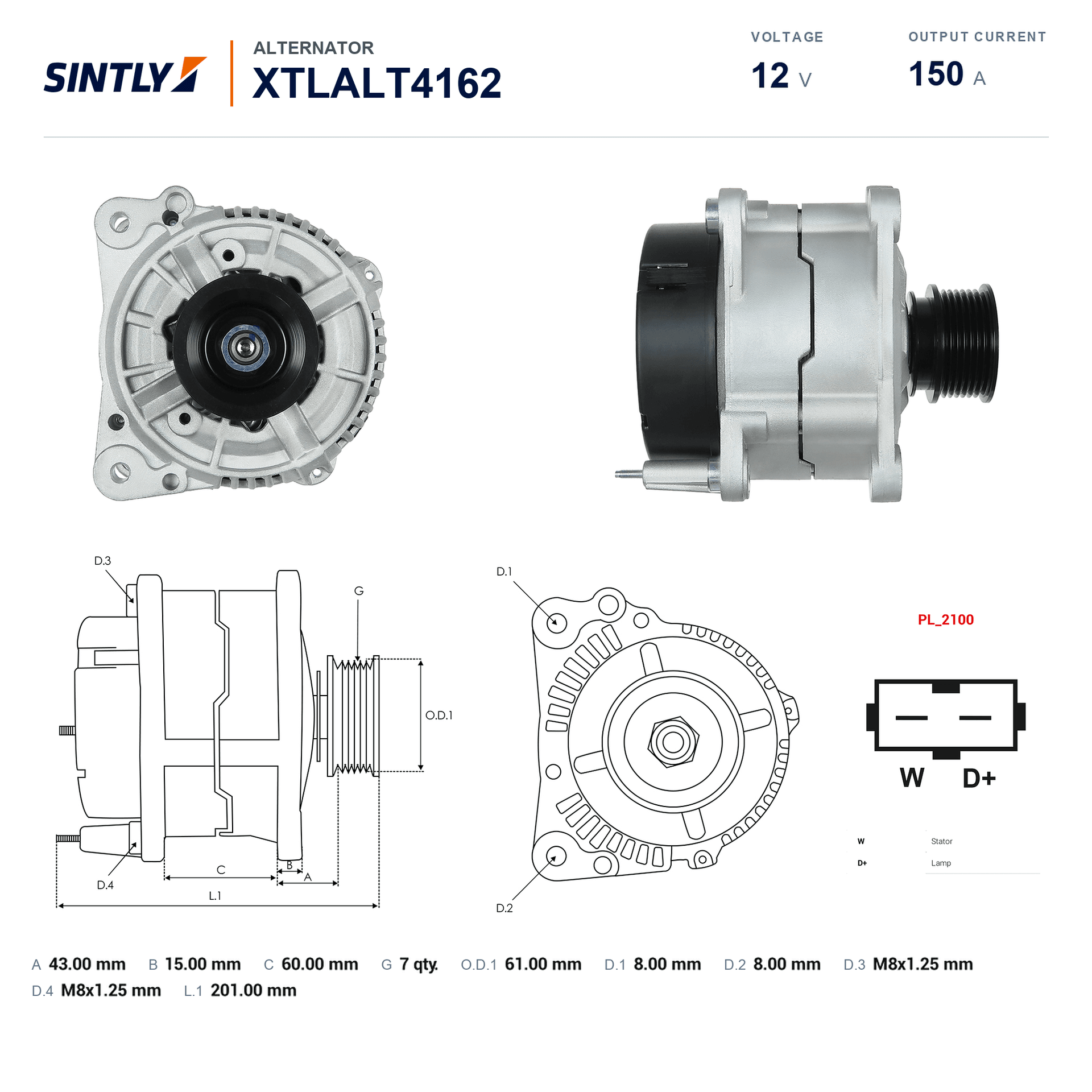 Alternator XTLALT4162