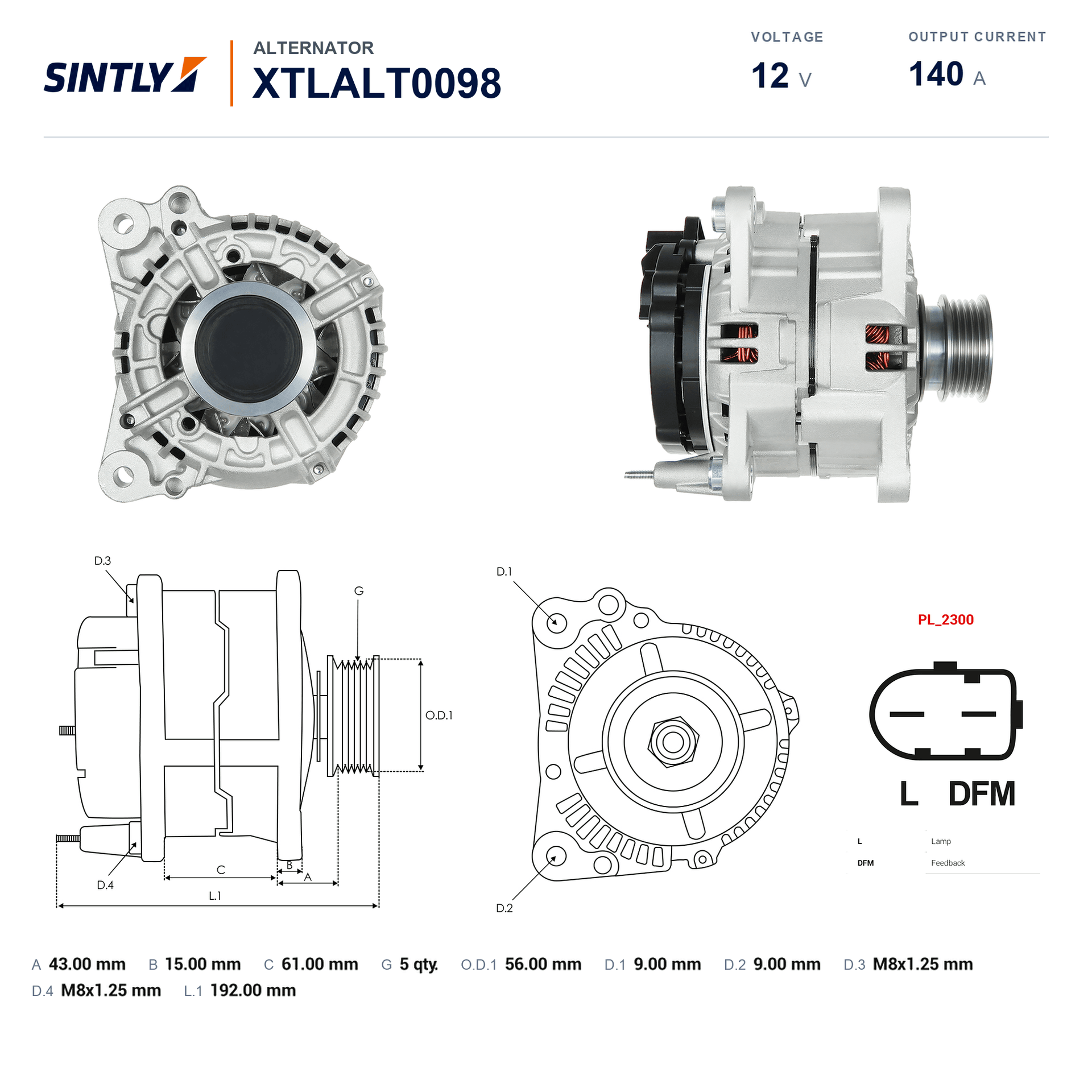 Alternator XTLALT0098