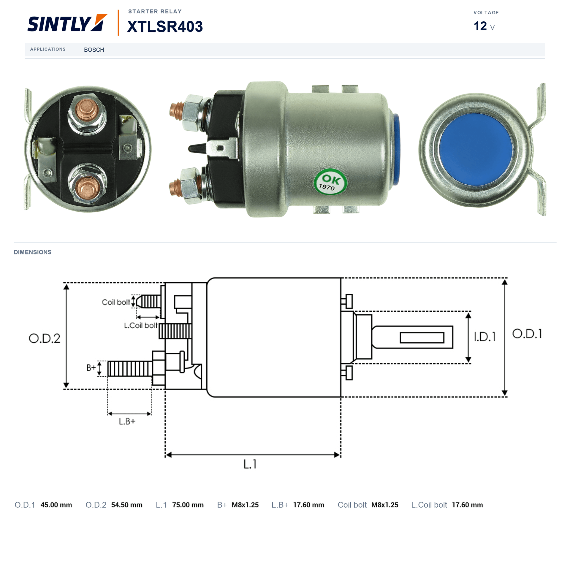 Starter Relay XTLSR403