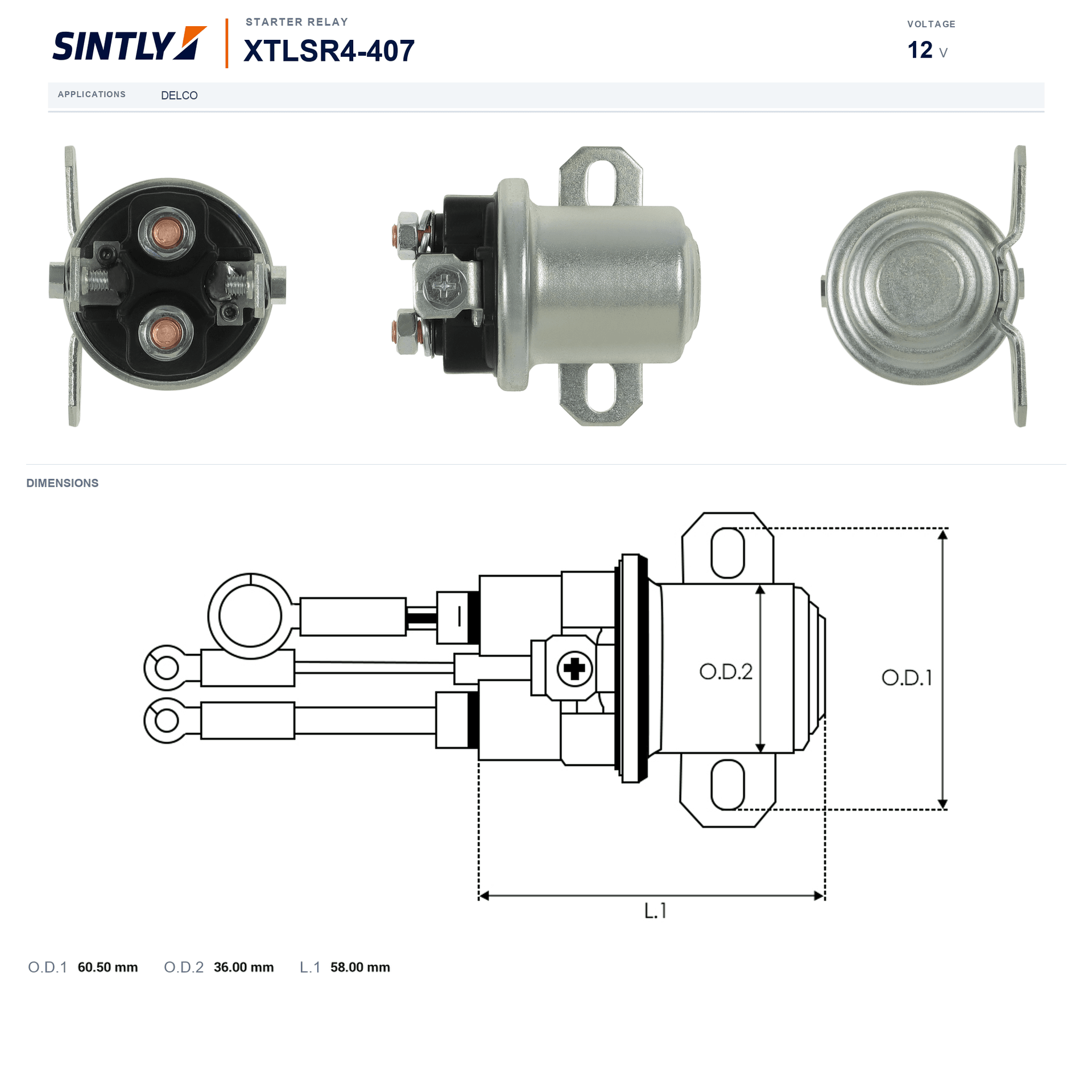 Starter Relay XTLSR4-407
