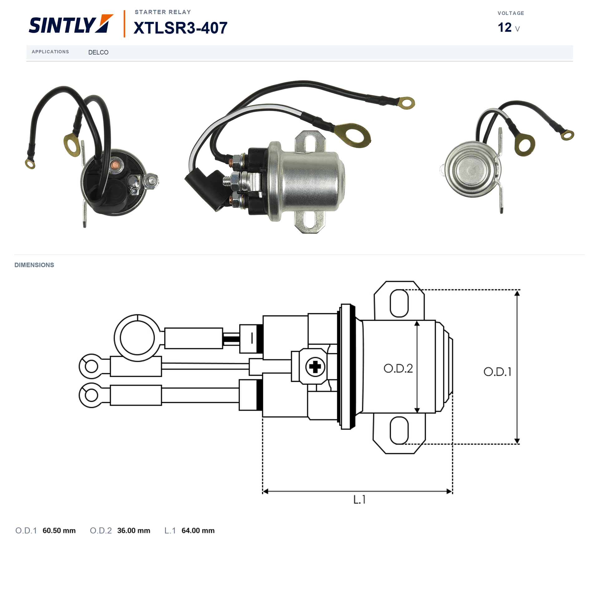 Starter Relay XTLSR3-407