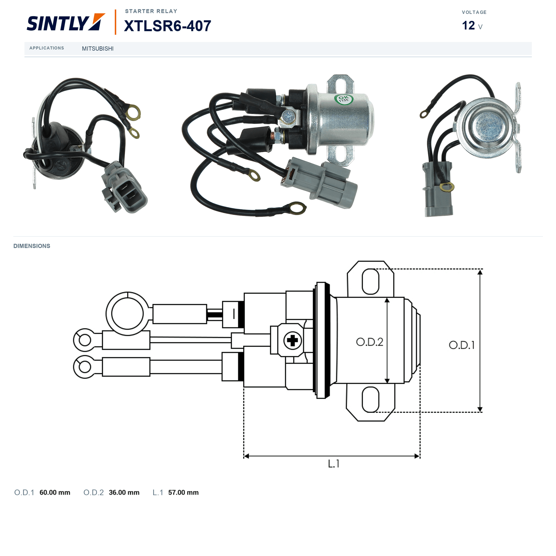 Starter Relay XTLSR6-407