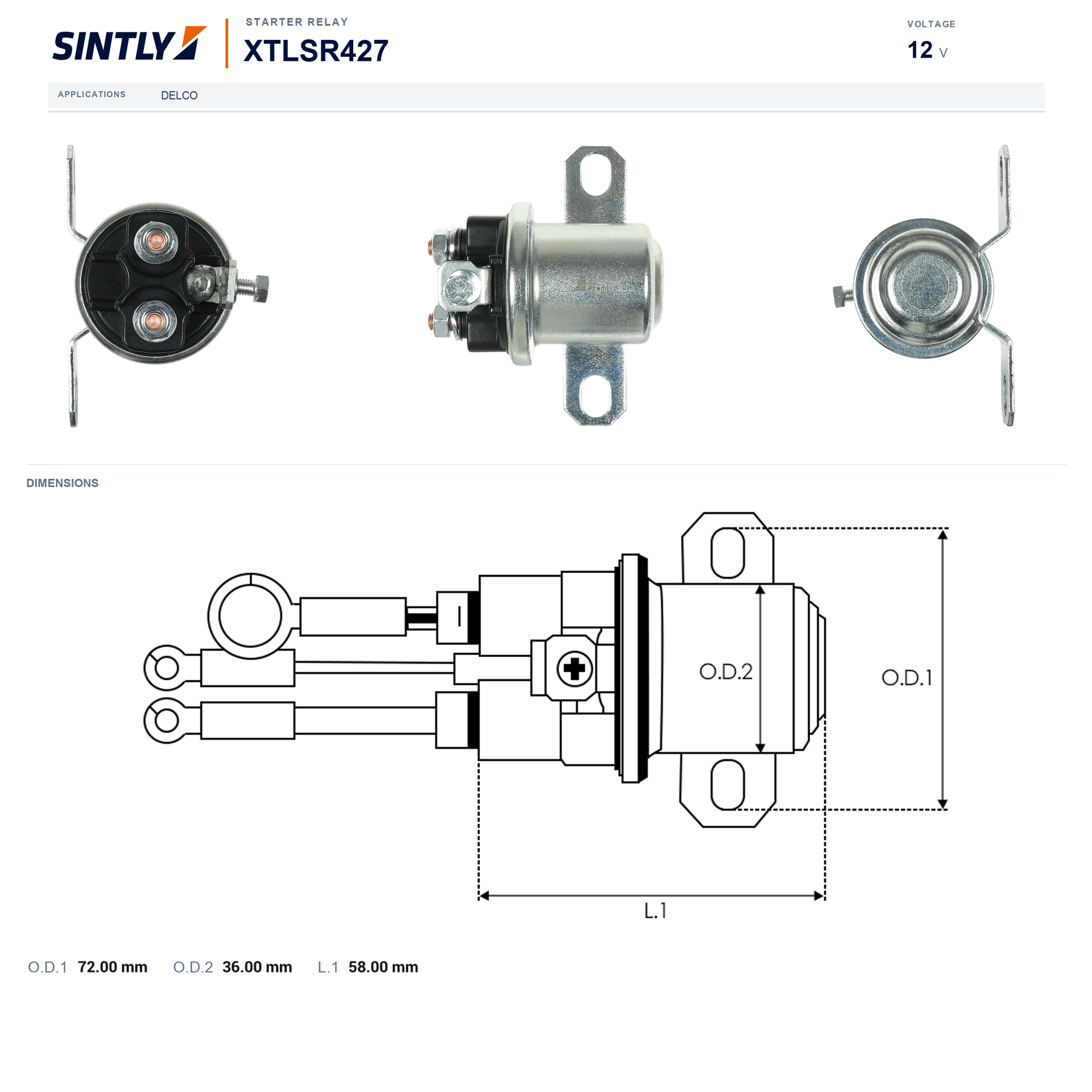 Starter Relay XTLSR427