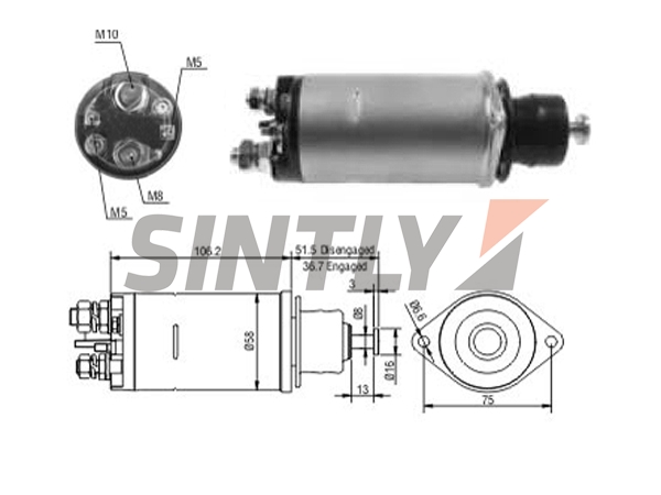 Starter Solenoid Switch ZM-ZM811,WAI-66-8407,UNIPOINT-SNLS649A,AS-PL-SS1035,CARGO-231251,DELCO-10457152,DELCO REMY-10457152